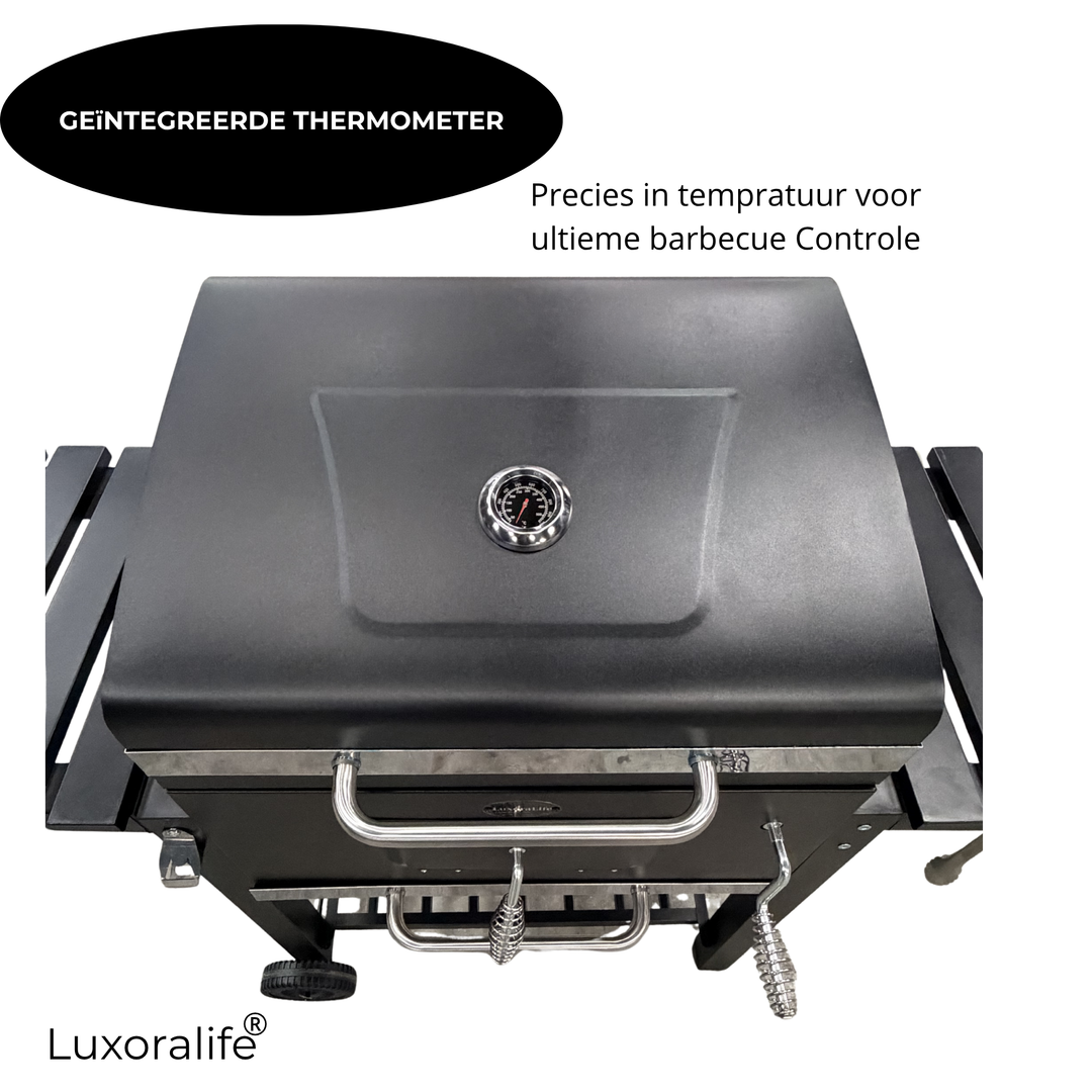 LuxoraLife® | Houtskoolbarbecue met zijtafels en gratis BBQ-set
