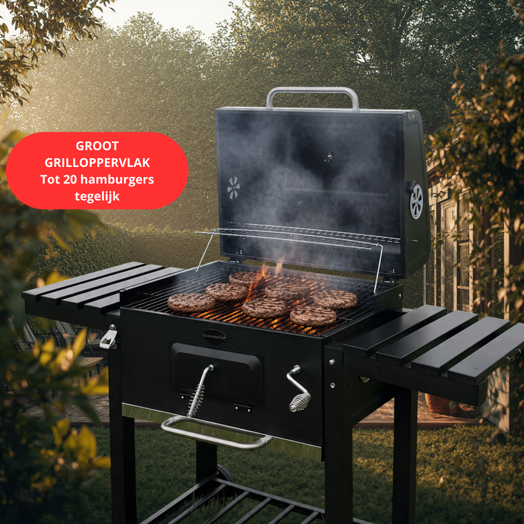 LuxoraLife® | Houtskoolbarbecue met zijtafels en gratis BBQ-set